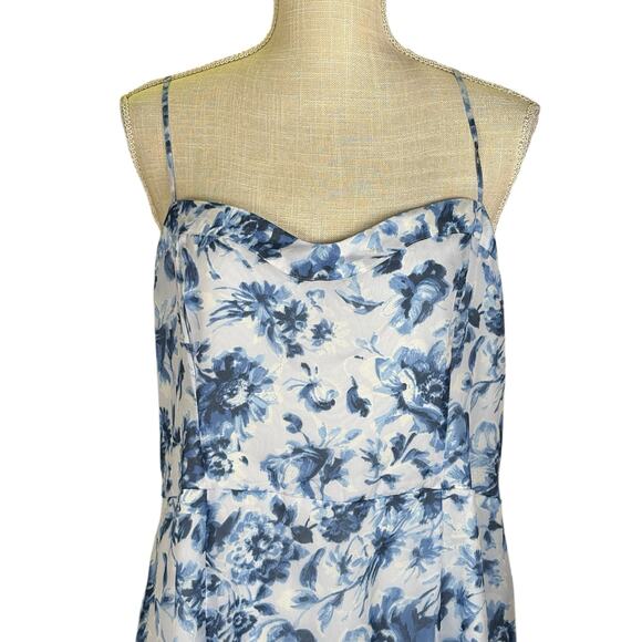 NWT Abercrombie & Fitch Camille Midi Dress Women's XL Blue Floral Cottagecore - Picture 5 of 13